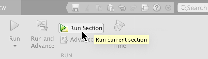 Bild: knappen Run Section i Matlab